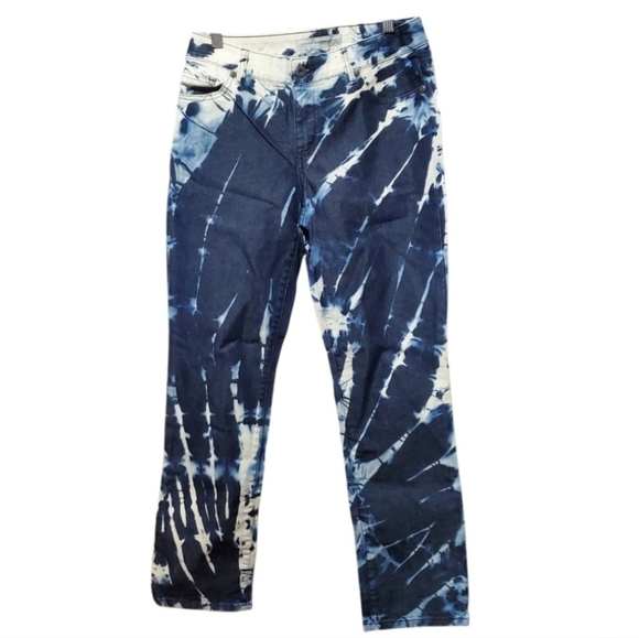 Chico's Denim - Chico's Women's Demin Indigo Blue Reverse Tie-Dye Jeans Size 0 Short